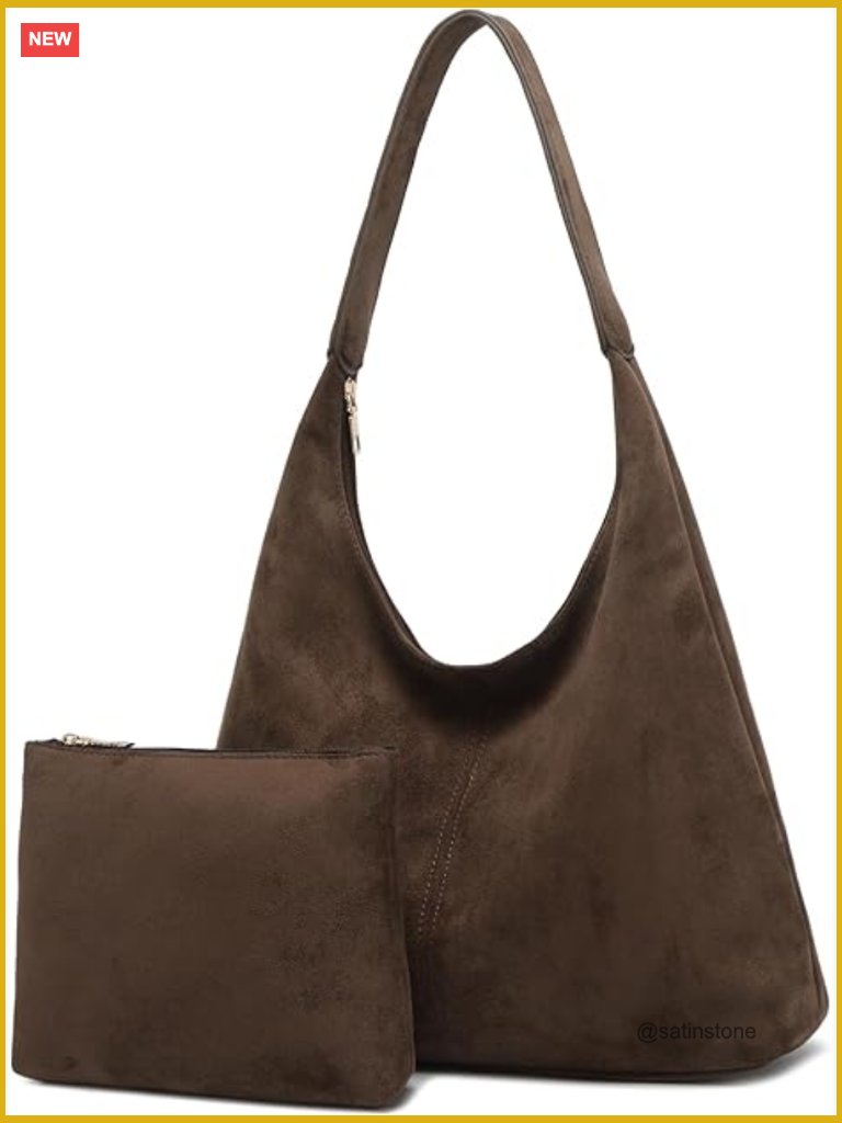 Slouchy Suede Hobo Bag Soft Cresent Tote Shoulder Bag Work Travel